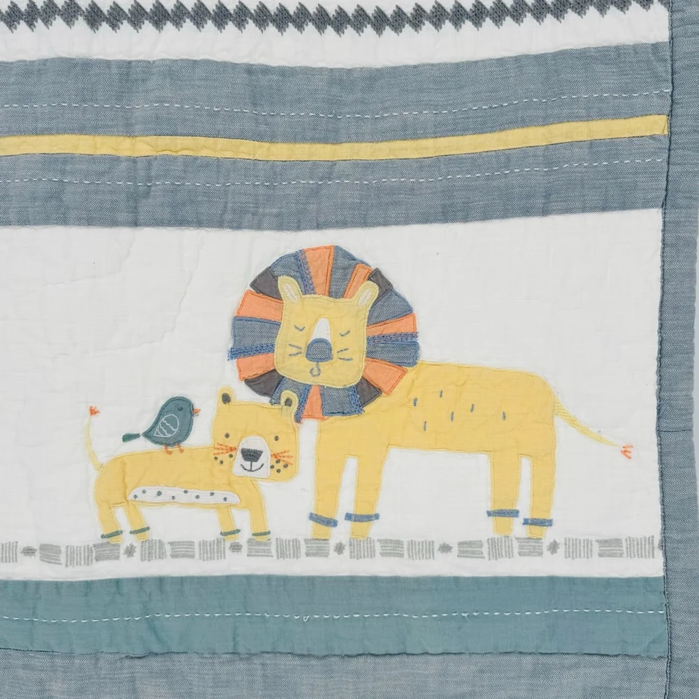 Pottery Barn Kids Little Lion Safari Quilt Crib Size
